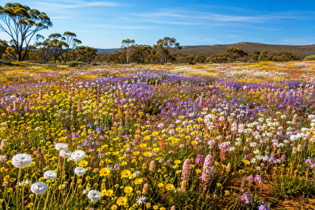 Colourful Western Australia wildflowers in a regional field